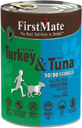 FirstMate 50/50 Turkey & Tuna Formula Grain-Free Canned Dog Food, 12.2-oz, case of 12