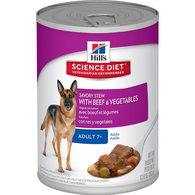 Hill's Science Diet Adult 7+ Savory Stew with Beef & Vegetables Canned Dog Food, 12.8-oz, case of 12