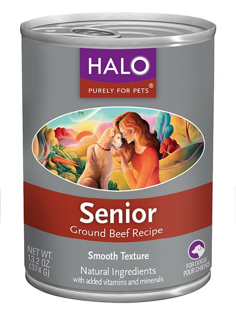 Halo Ground Beef Recipe Senior Grain-Free Canned Dog Food, 13.2-oz, case of 12