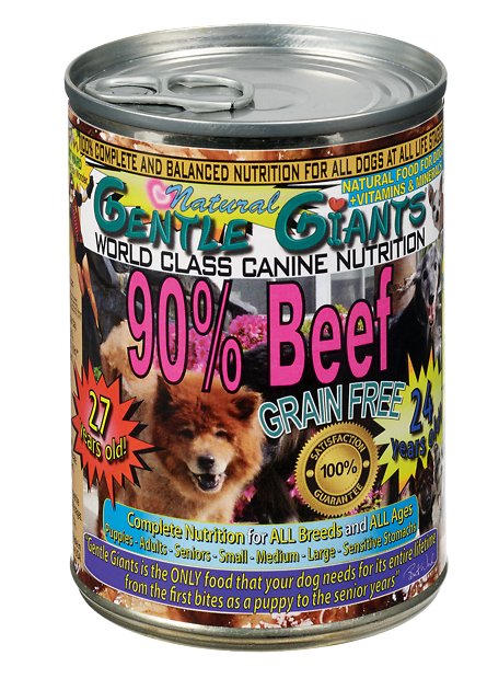 Gentle Giants Canine Nutrition 90% Beef Grain-Free Canned Dog Food, 13-oz, case of 12