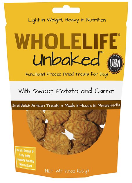 Whole Life Unbaked Sweet Potato & Carrot Flavor Freeze-Dried Dog Treats, 2.3-oz bag