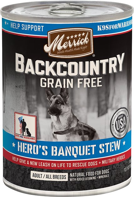 Merrick Backcountry Hero's Banquet Stew Grain-Free Canned Dog Food, 12.7-oz, case of 12