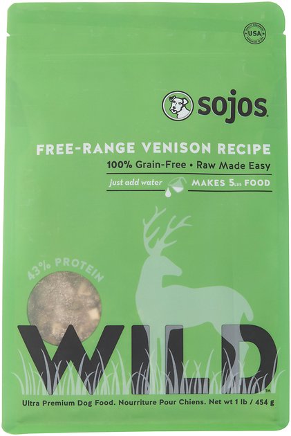 Sojos Wild Free-Range Venison Recipe Grain-Free Freeze-Dried Dog Food