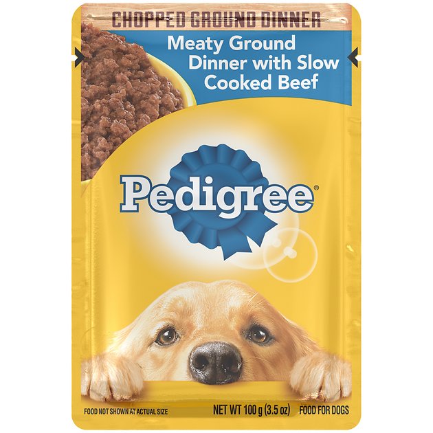 Pedigree Chopped Meaty Ground Dinner With Slow Cooked Beef Wet Dog Food, 3.5-oz, case of 16