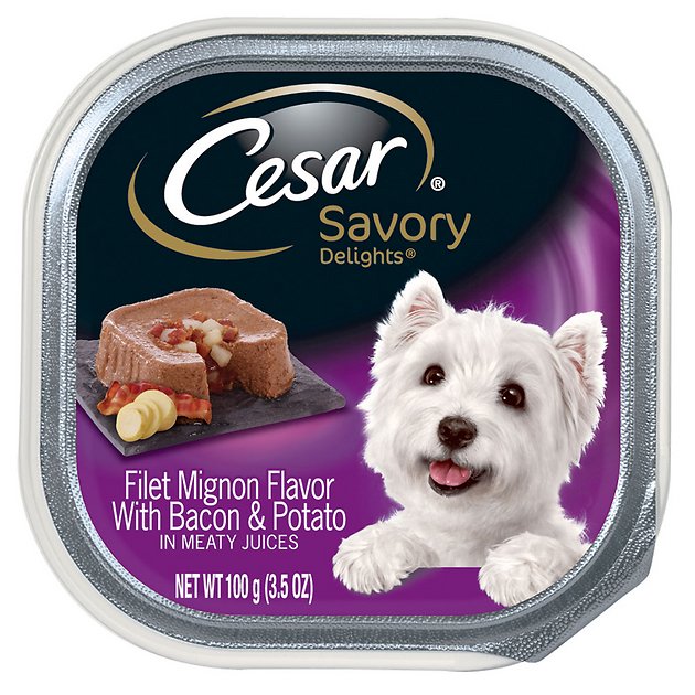 Cesar Savory Delights Filet Mignon Dog Food Trays, 3.5-oz, case of 24