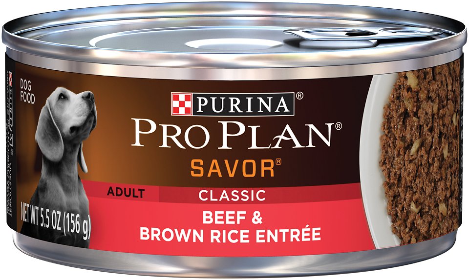 Purina Pro Plan Savor Adult Classic Beef & Brown Rice Entree Canned Dog Food, 5.5-oz, case of 24