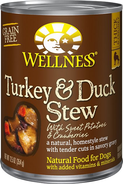 Wellness Turkey & Duck Stew with Sweet Potatoes & Cranberries Canned Dog Food, 12.5-oz, case of 12