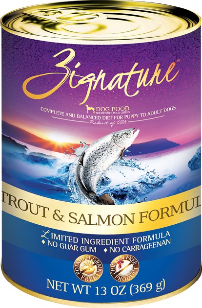 Zignature Trout & Salmon Limited Ingredient Formula Grain-Free Canned Dog Food, 13-oz, case of 12