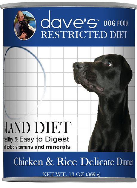 Dave's Pet Food Restricted Diet Chicken & Rice Delicate Dinner Canned Dog Food, 13-oz, case of 12