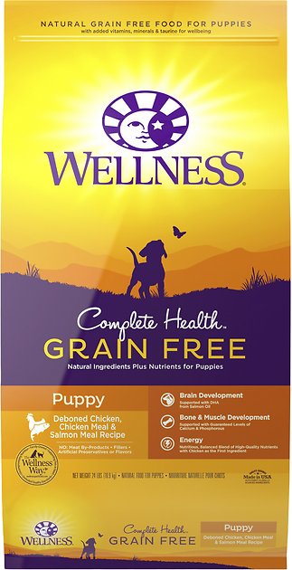 Wellness Grain-Free Complete Health Puppy Deboned Chicken, Chicken Meal & Salmon Meal Recipe Dry Dog Food