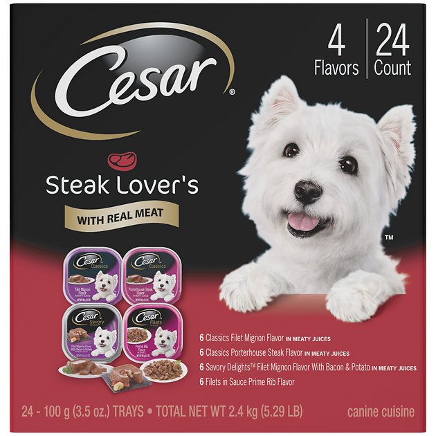 Cesar Steak Lover's Variety Pack Dog Food Trays, 3.5-oz, case of 24