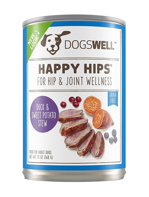 Dogswell Happy Hips Duck & Sweet Potato Stew Recipe Grain-Free Canned Dog Food, 13-oz, case of 12