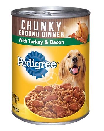 Pedigree Chunky Ground Dinner With Turkey & Bacon Canned Dog Food, 13.2-oz, case of 12