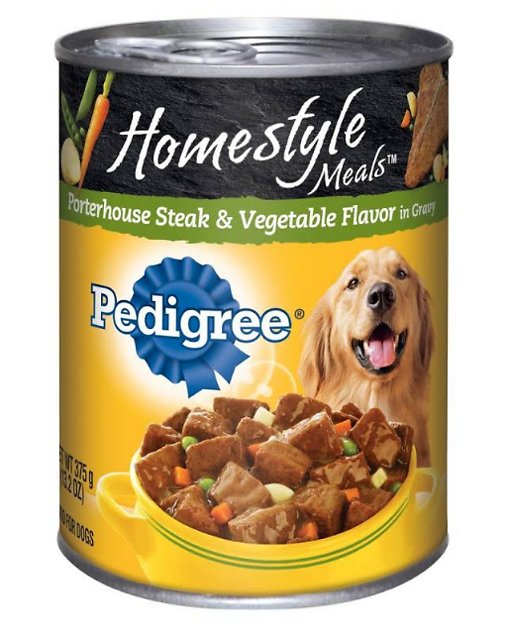 Pedigree Homestyle Meals Porterhouse Steak & Vegetable Flavor in Gravy Canned Dog Food, 13.2-oz, case of 12