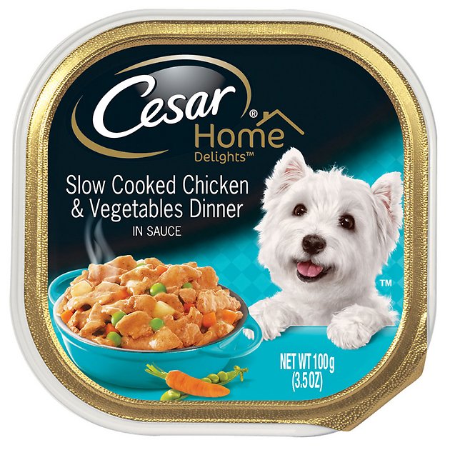 Cesar Home Delights Slow Cooked Chicken Dog Food Trays, 3.5-oz, case of 24