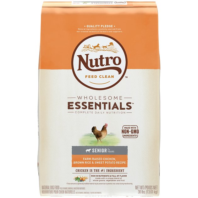 Nutro Wholesome Essentials Senior Farm Raised Chicken, Brown Rice & Sweet Potato Recipe Dry Dog Food