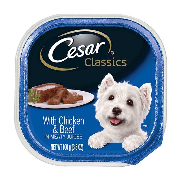 Cesar Classics Pate With Chicken & Beef Dog Food Trays, 3.5-oz, case of 24