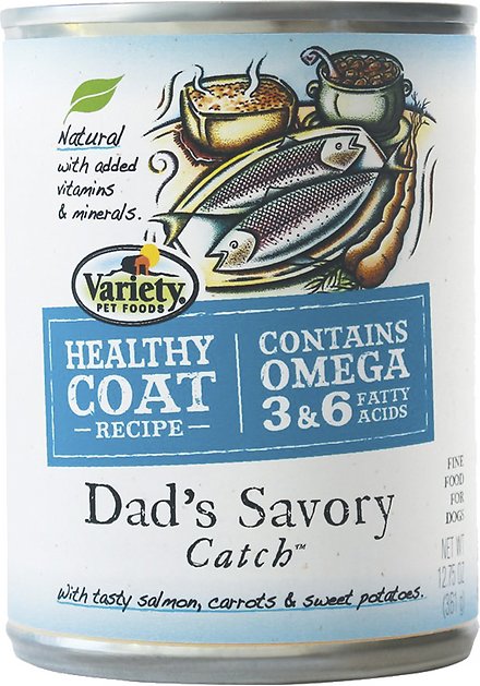 Variety Pet Foods Healthy Coat Dad's Savory Catch Canned Dog Food, 12.75-oz, case of 12