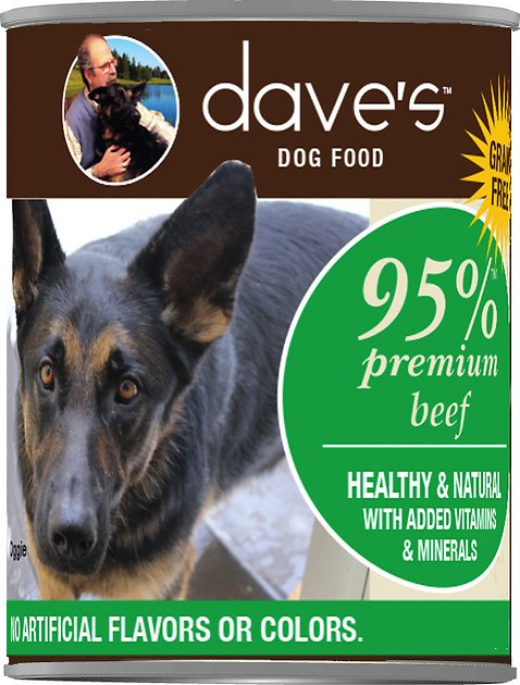 Dave's Pet Food 95% Premium Meats Grain-Free Beef Recipe Canned Dog Food, 13-oz, case of 12