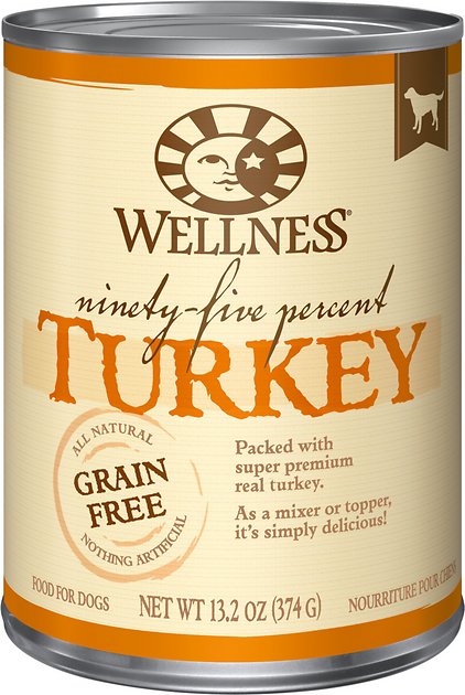 Wellness 95% Turkey Grain-Free Canned Dog Food, 13.2-oz, case of 12