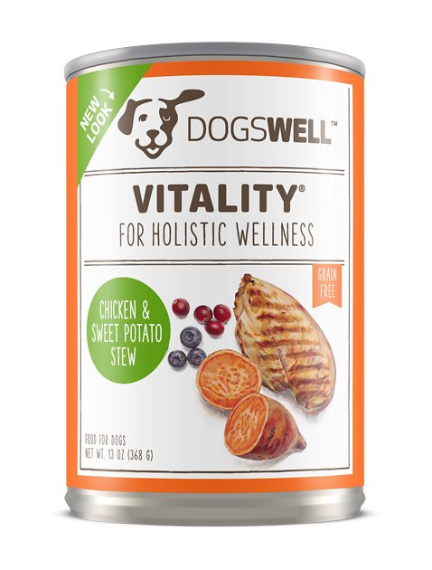 Dogswell Vitality Chicken & Sweet Potato Stew Recipe Grain-Free Canned Dog Food, 13-oz, case of 12