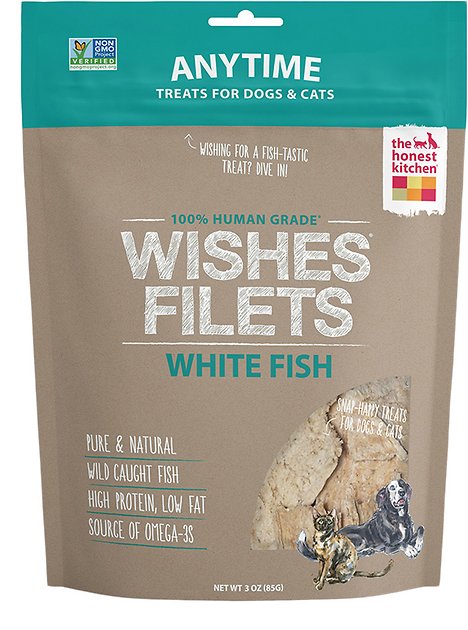 The Honest Kitchen Wishes Dehydrated White Fish Filets Dog & Cat Treats, 3-oz bag