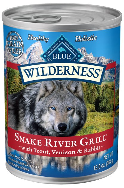 Blue Buffalo Wilderness Snake River Grill Trout, Venison & Rabbit Formula Grain-Free Canned Dog Food, 12.5-oz, case of 12