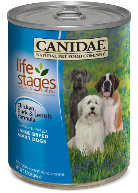 CANIDAE Life Stages Chicken, Duck & Lentils Formula Large Breed Adult Canned Dog Food, 13-oz, case of 12