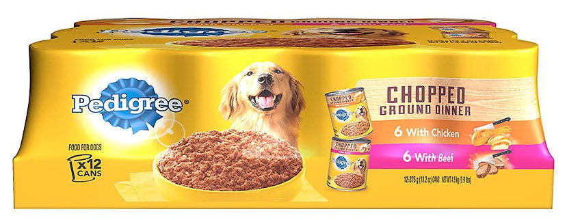 Pedigree Chopped Ground Dinner Variety Pack With Beef & Chicken Canned Dog Food, 13.2-oz, case of 12