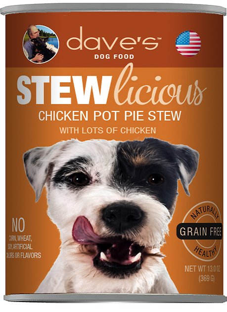 Dave's Pet Food Stewlicious Grain-Free Chicken Pot Pie Stew Canned Dog Food, 13-oz, case of 12