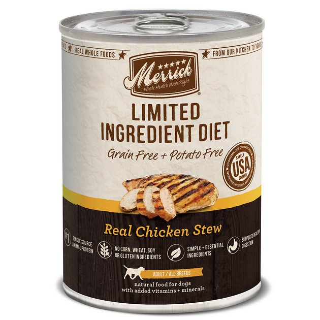 Merrick Limited Ingredient Diet Grain-Free Real Chicken Stew Canned Dog Food, 12.7-oz, case of 12