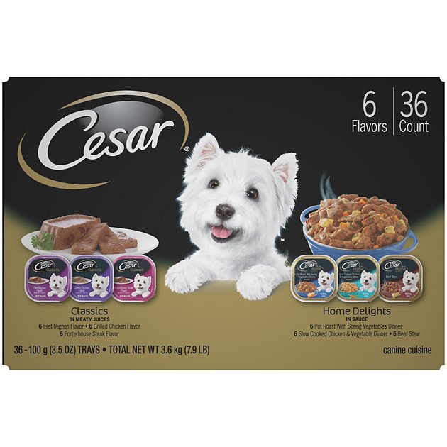 Cesar Canine Cuisine And Home Delights Club Variety Pack Dog Food Trays, 3.5-oz case of 36