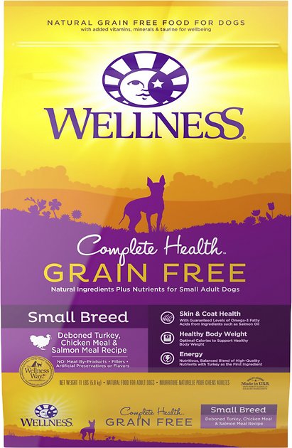 Wellness Grain-Free Complete Health Small Breed Adult Deboned Turkey, Chicken Meal & Salmon Meal Recipe Dry Dog Food