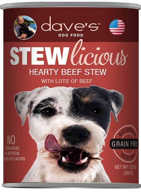 Dave's Pet Food Stewlicious Grain-Free Hearty Beef Stew Canned Dog Food, 13-oz, case of 12