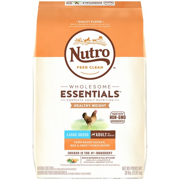 Nutro Wholesome Essentials Healthy Weight Large Breed Adult Farm Raised Chicken, Rice & Sweet Potato Recipe Dry Dog Food, 30-lb bag