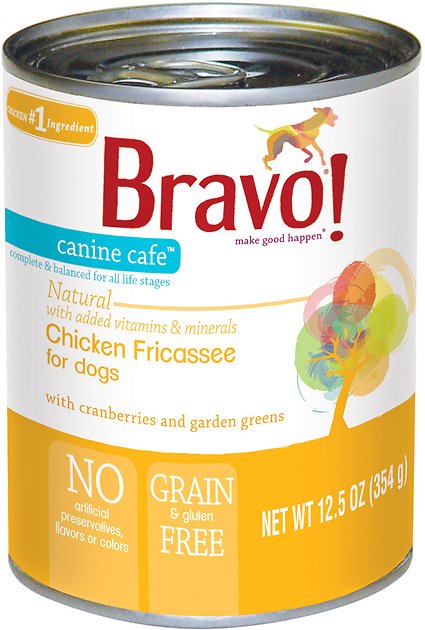 Bravo! Canine Cafe Chicken Fricassee Grain-Free Canned Dog Food, 12.5-oz, case of 12