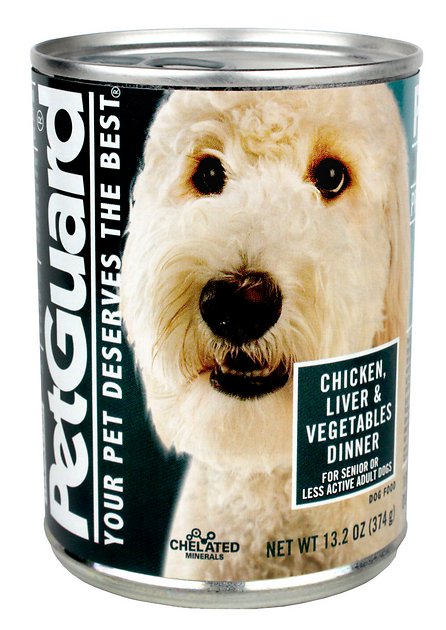 PetGuard Senior Chicken, Liver & Vegetables Dinner Canned Dog Food, 13.2-oz, case of 12