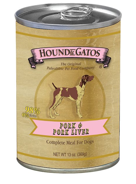 Hound & Gatos Pork Formula Grain-Free Canned Dog Food, 13-oz, case of 12