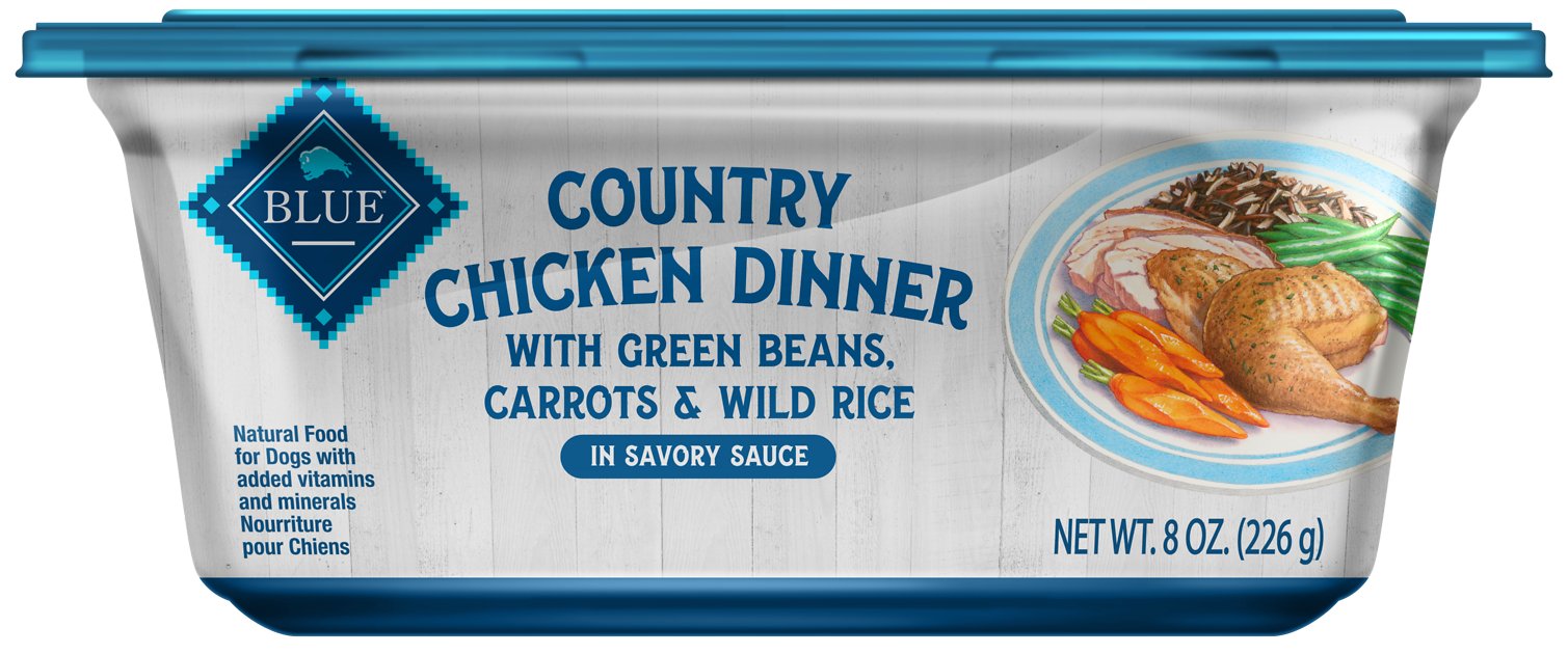 Blue Buffalo Country Chicken Dinner with Green Beans, Carrots & Wild Rice Dog Food Trays, 8-oz, case of 8