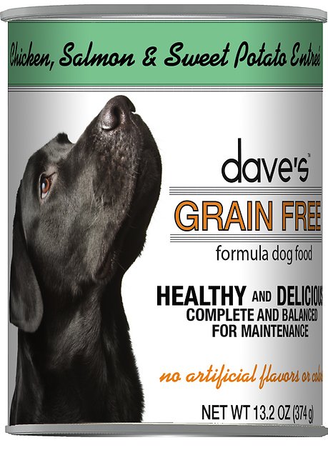 Dave's Pet Food Grain-Free Chicken, Salmon & Sweet Potato Entree Canned Dog Food, 13-oz, case of 12