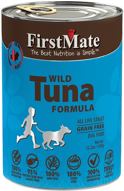 FirstMate Wild Tuna Formula Limited Ingredient Grain-Free Canned Dog Food, 12.2-oz, case of 12