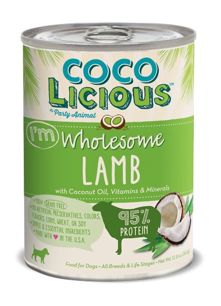 Party Animal Cocolicious 95% Wholesome Lamb Grain-Free Canned Dog Food, 12.8-oz, case of 12