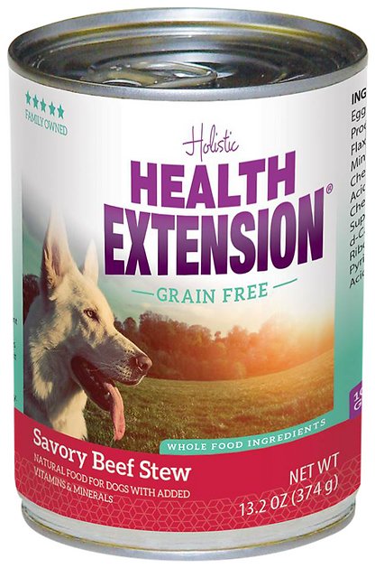 Health Extension Grain-Free Savory Beef Stew Canned Dog Food, 13.2-oz, case of 12