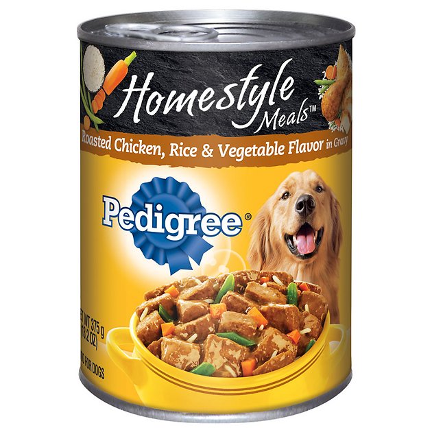 Pedigree Homestyle Meals  Roasted Chicken, Rice & Vegetable Flavor in Gravy Canned Dog Food, 13.2-oz, case of 12