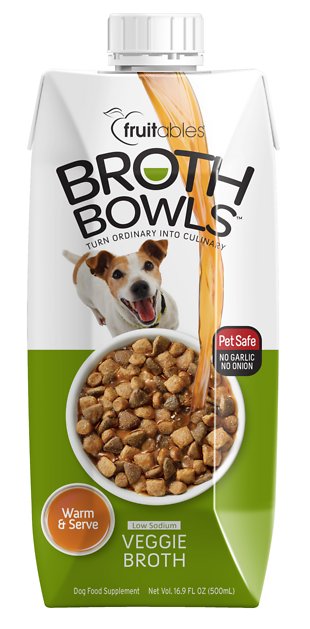 Fruitables Vegetable Broth Bowls Dog Food Topper, 16.9-oz carton