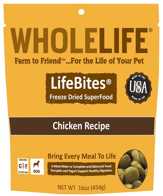 Whole Life LifeBites Chicken Recipe Grain-Free Freeze-Dried Dog Food, 16-oz bag