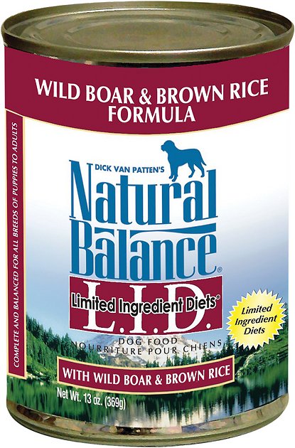 Natural Balance L.I.D. Limited Ingredient Diets Wild Boar & Brown Rice Formula Canned Dog Food, 13-oz, case of 12