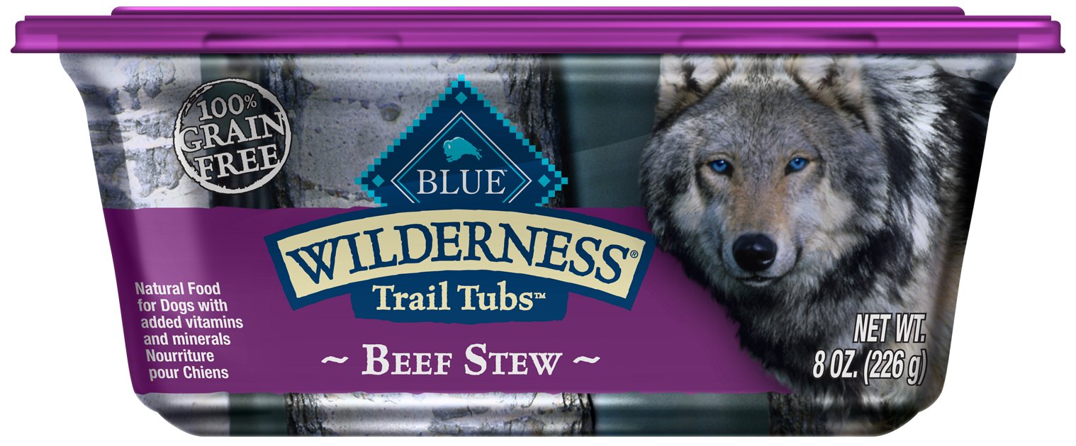 Blue Buffalo Wilderness Trail Tubs Beef Stew Grain-Free Dog Food Trays, 8-oz, case of 8