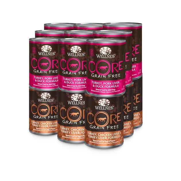 Wellness CORE Grain-Free Turkey Lovers Variety Pack Canned Dog Food, 12.5-oz, case of 18