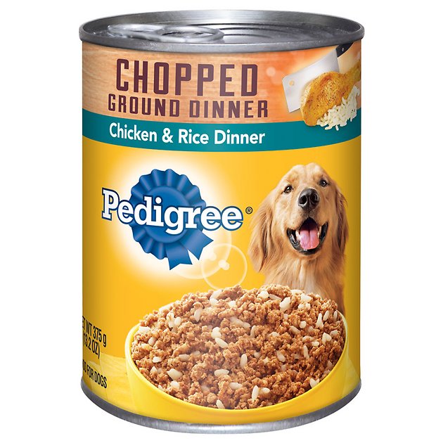 Pedigree Chopped Ground Dinner Chicken & Rice Dinner Canned Dog Food, 13.2-oz, case of 12